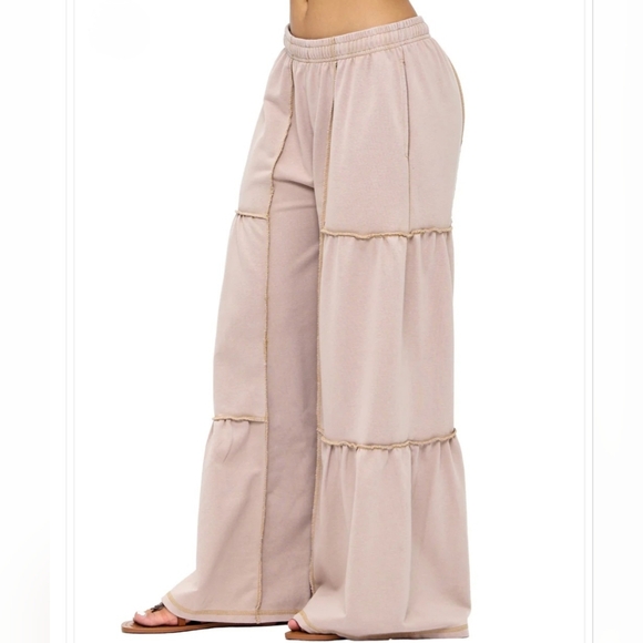 Yak N Yeti Pants - Y108 NWT Yak N Yeti Tiered Wide-Leg Pants Vintage Wash Pockets Drawstring L/XL